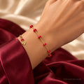 Rouge Amour Beaded Anklet styled as a bracelet