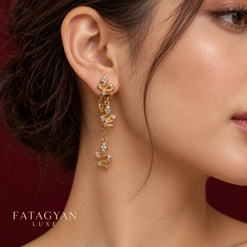 Serpentine Éclat Crystal Drop Earrings worn on model