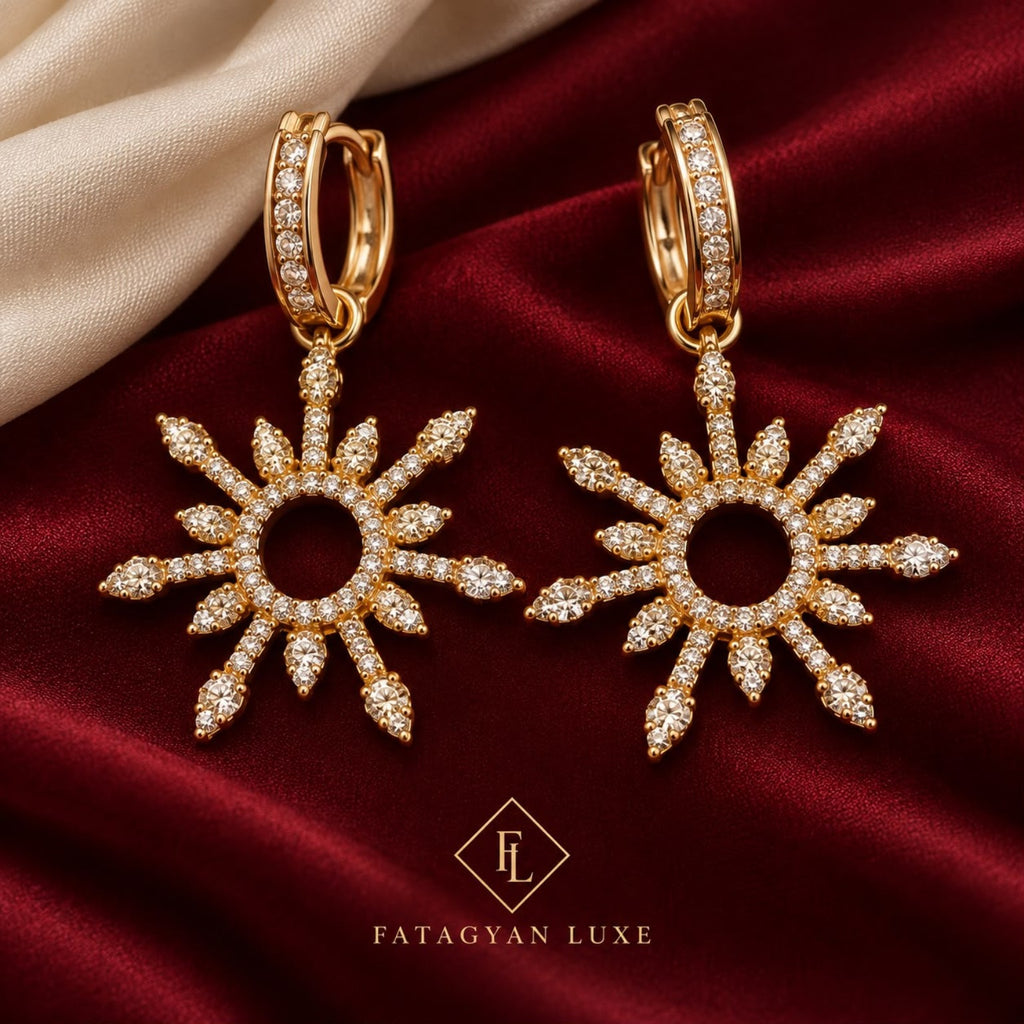Solaire Crystal Sunburst Drop Earrings