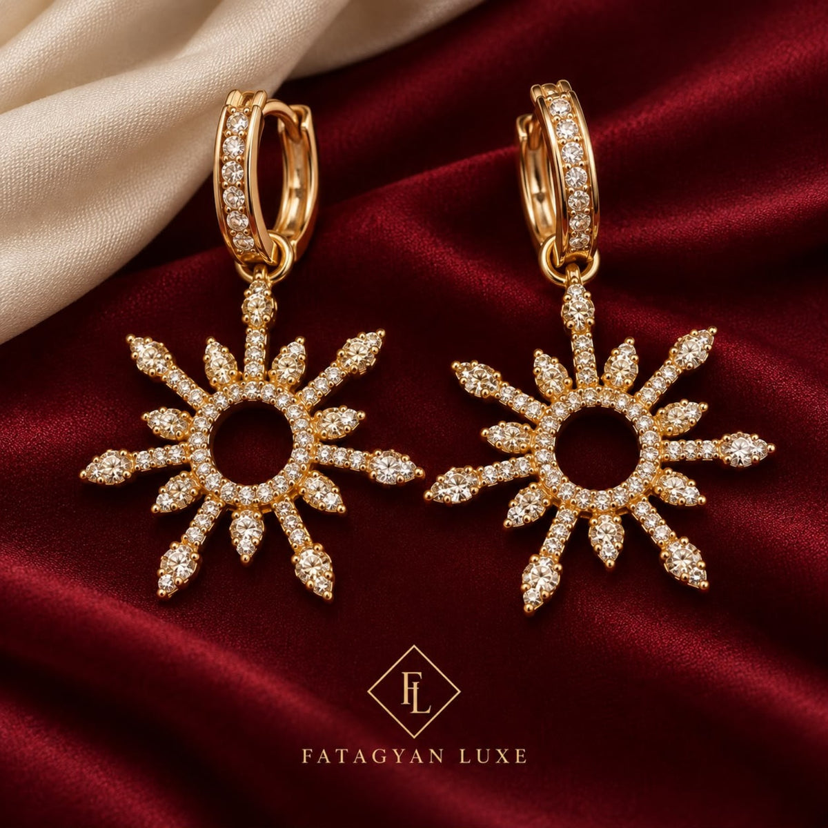Solaire Crystal Sunburst Drop Earrings