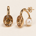 Solène Champagne Pearl Earrings with champagne crystal and pearl details