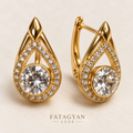 Valencia Radiance Crystal Earrings in gold tone with round clear crystals