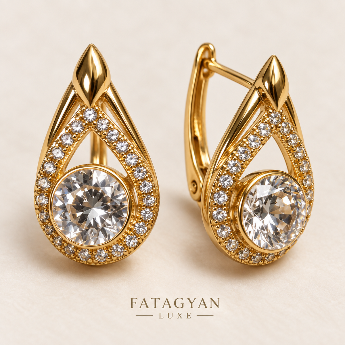 Valencia Radiance Crystal Earrings in gold tone with round clear crystals