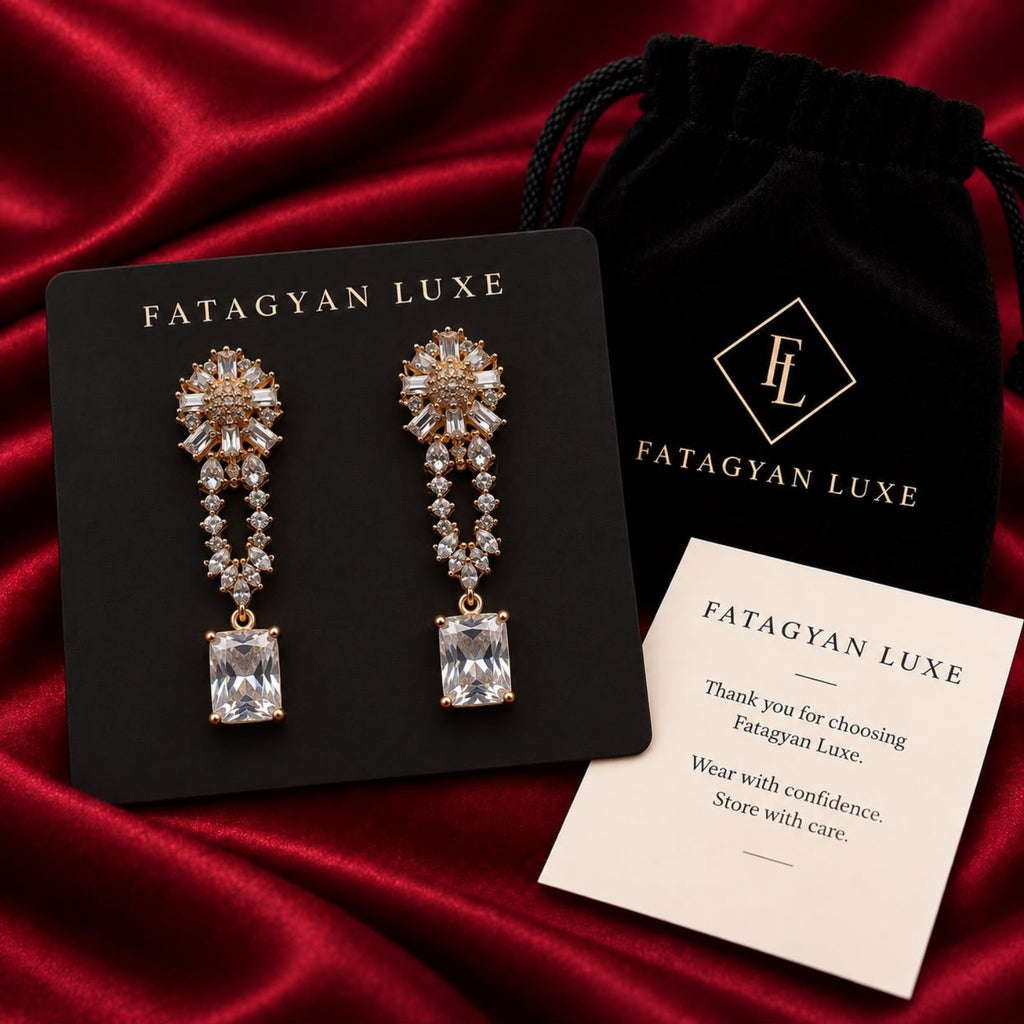 Versailles Radiance Crystal Drop Earrings FATAGYAN LUXE packaging